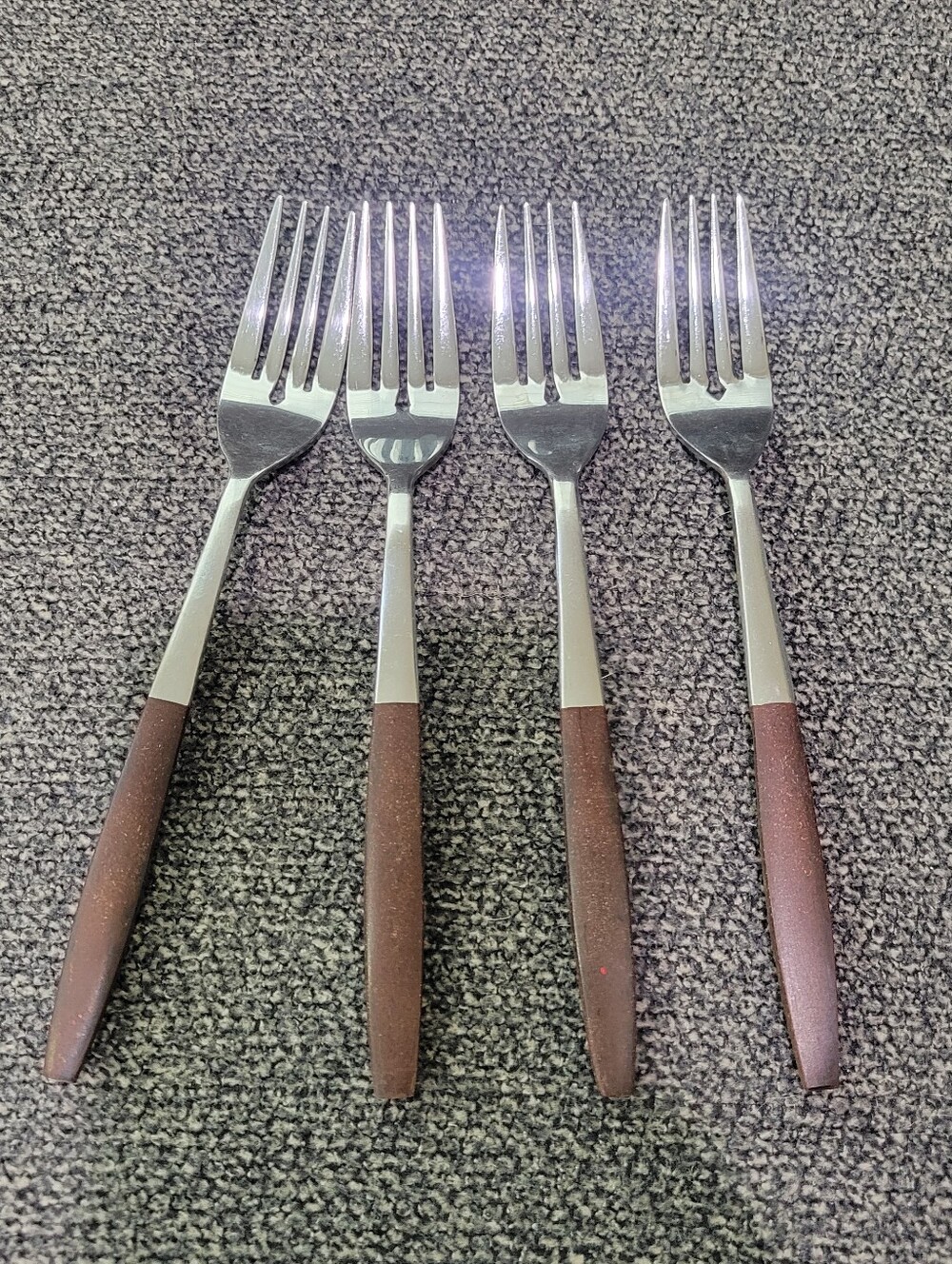 Vintage Interpur Royal Elegance Fork Flatware Stainless Brown Handle Japan